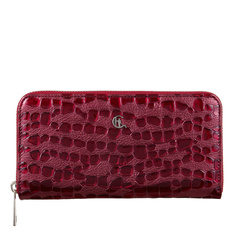 Czerwony Portfel Damski ze Skóry Licowej krople PD090s359 RFID