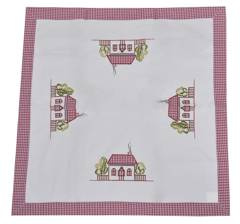 Obrus z domkiem w kratę 85x85cm