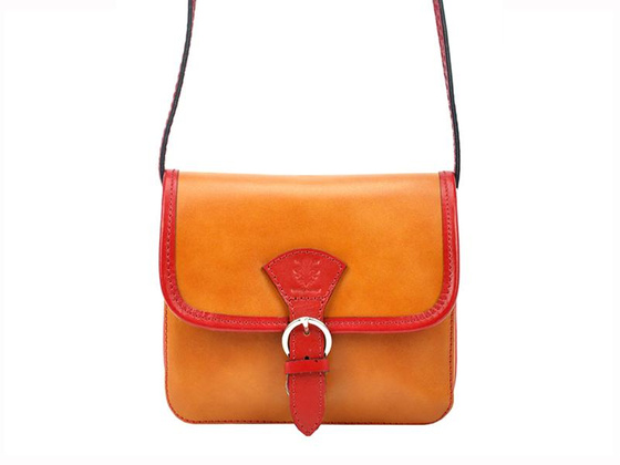 Torebka damska skórzana KEMER 112 pomarańczowy + granat