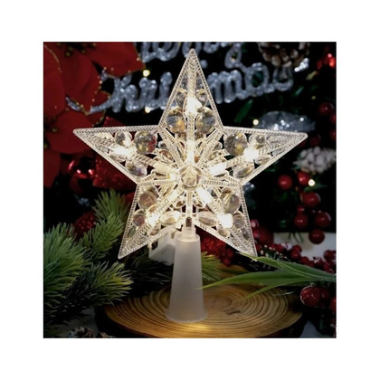 Czubek na choinkę, gwiazda LED 15cm BOŻE NARODZENIE biała KSN205