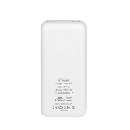 RIVACASE Powerbank VA2602 20000 mAh USB-C 20W + Qi 10W biały