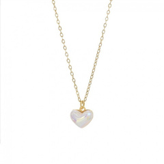 Naszyjnik stal szlachetna pozłacana 14k złotem, SERCE masa perłowa NST2170