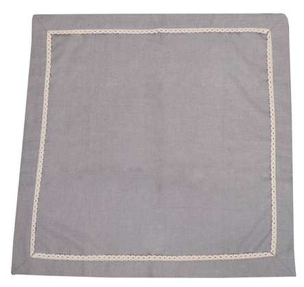 Obrus szary z koronką 140x320cm