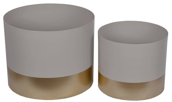 Kpl.2 donic beżowych metalowych ze złotym dołem wysokie