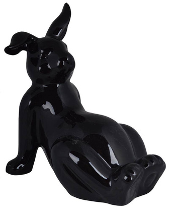 Królik leżący ceramiczny czarny duży