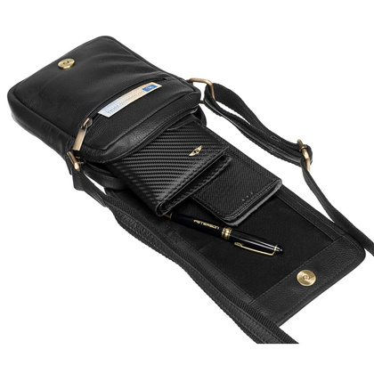 Skorzana listonoszka meska z kieszonkami