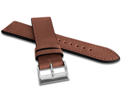 LAVVU Brązowy szyty pasek SLIM z luksusowej skóry Top Grain - 24