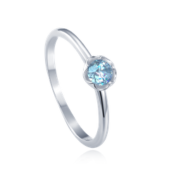 MINET Srebrny pierścionek kwiat z niebieską cyrkonią wielkość 12 cyrkoniami wielkość 45