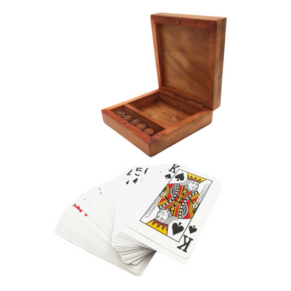 Talia kart i kości w pudełku drewnianym - DNU-010