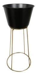 Kwietnik metalowy czarny na złotym stelażu niski