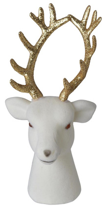 Głowa renifera biała welurowa mała
