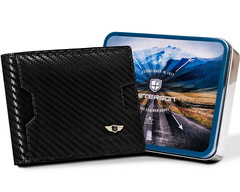 Portfel meski ze skory naturalnej carbon