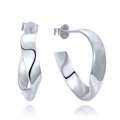MINET Nowoczesne srebrne kolczyki zakrzywione pierścionki