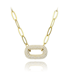 MINET Luksusowy pozłacany naszyjnik srebrny z białymi cyrkoniami