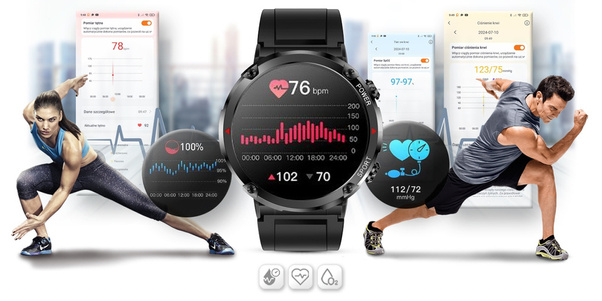 Smartwatch Gravity GT21-7 + Czarny Pasek Silikonowy