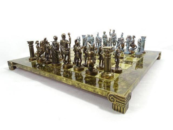 Duże ekskluzywne mosiężne szachy  - Łucznicy 44x44cm - S10BBRO