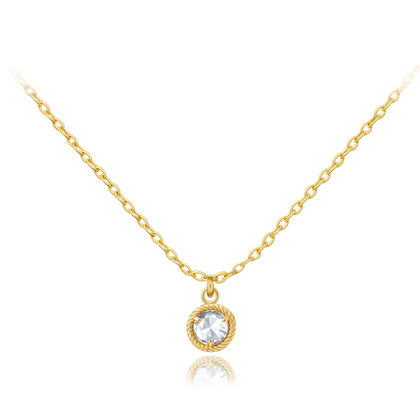 MINET Delikatny złoty naszyjnik z białym cyrkonem Au 585/1000 1,60g