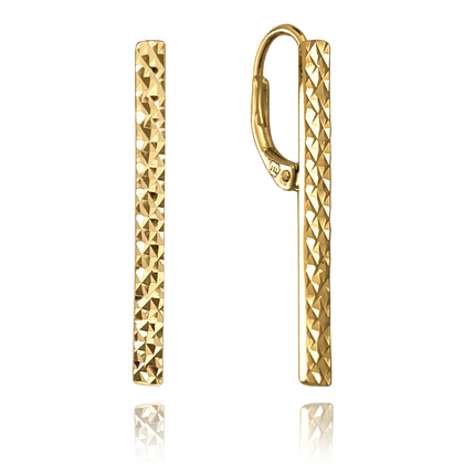 MINET Pozłacane srebrne kolczyki szczotkowane PATYCZKI