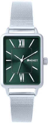 MINET Zielony damski zegarek SIENA ze srebrna stalową bransoletką