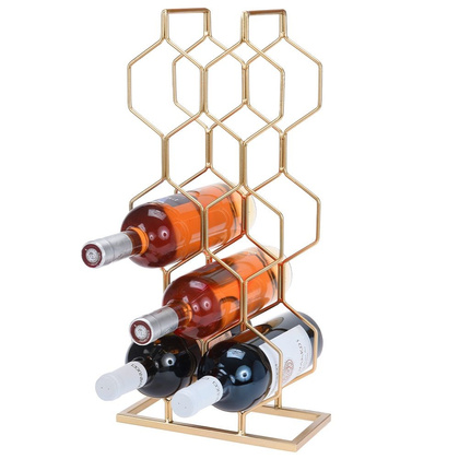 Stojak na wino metalowy złoty na 8 butelek 23x11x48 cm