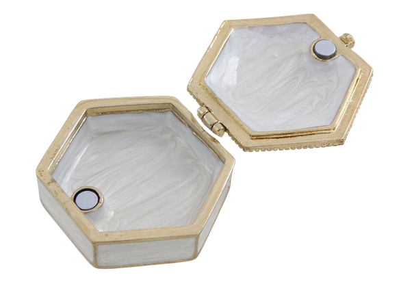 Bogato zdobione metalowe pudełeczko prezentowe z kryształkami - B0035-08WH