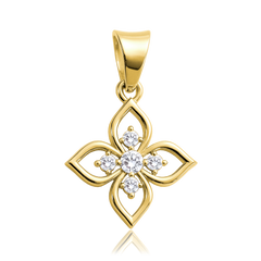 MINET Złota zawieszka czterolistna z białą cyrkonią Au 585/1000 0,75g
