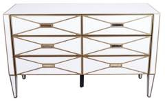 Komoda biała szklana 6 szuflad