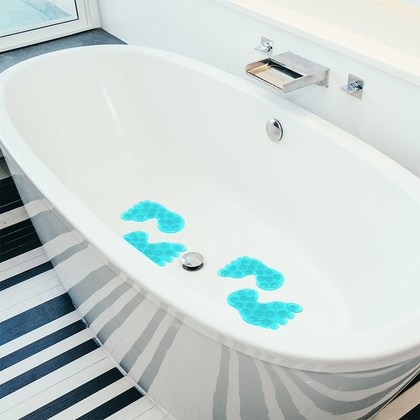 Podkładki antypoślizgowe z przyssawkami stopy niebieskie zestaw 4 szt.