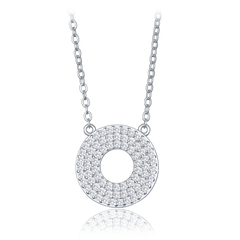 MINET Luksusowy srebrny naszyjnik srebrny krąg z białymi cyrkoniami
