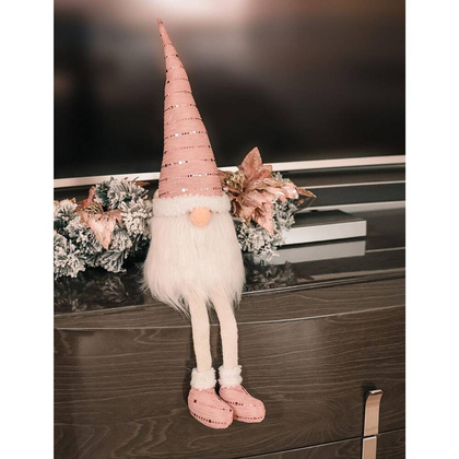 Skrzat dekoracyjny Shiny Santa 38 + 20 cm różowy