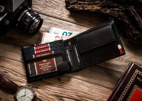 Zestaw prezentowy skorzany portfe meski i aluminiowe etui na karty