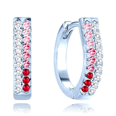 MINET Luksusowe kolczyki srebrne z białymi, czerwonymi i różowymi cyrkoniami