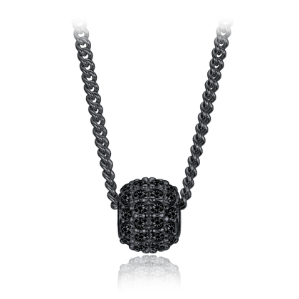 MINET Elegancki srebrny naszyjnik pokryty czarnym rodem z cyrkonią
