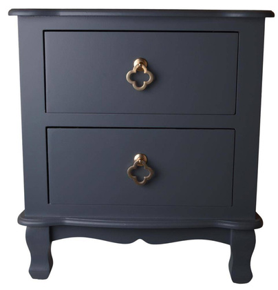 Szafka z dwoma szufladami szara ze złotymi uchwytami