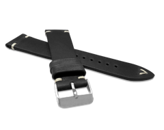 LAVVU Czarny szyty pasek RETRO z luksusowej skóry Top Grain - 20