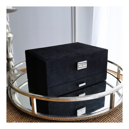 Szkatułka na biżuterię kuferek etui organizer czerń PD119CZ