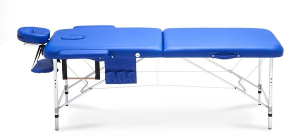 Stół, łóżko do masażu 2-segmentowe aluminiowe XXL Niebieskie