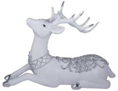Figurka renifer leżący srebrny