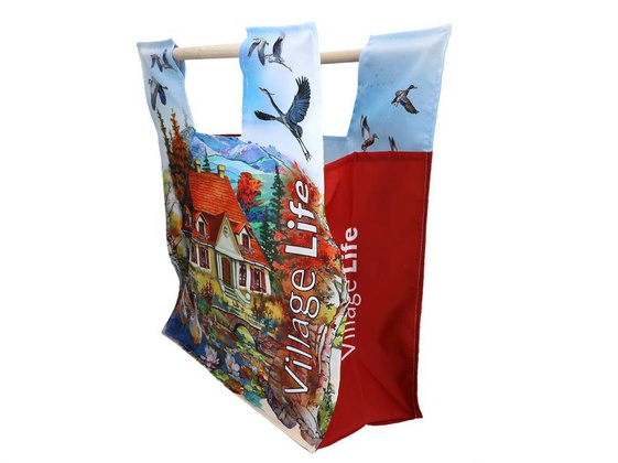 Torba z drewnianym uchwytem - Village Life (CARMANI)