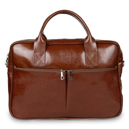 Skórzana torba męska na ramię laptopa 15,6" brązowa - Pavone Nero Monza 2300 BR