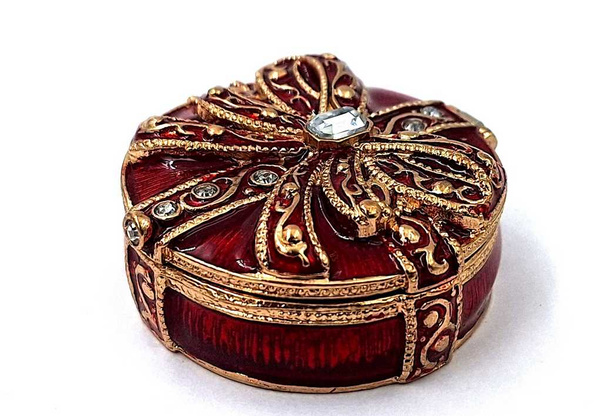 Ekskluzywne metalowe pudełeczko prezentowe z kryształkami - B0118-08