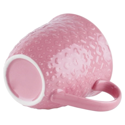 Duży kubek ceramiczny z uchem do kawy herbaty napojów serca różowy 580 ml