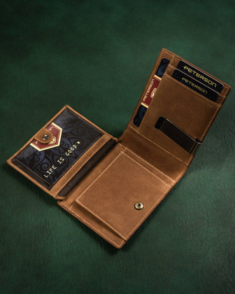 Skorzany portfel meski z klipsem na banknoty