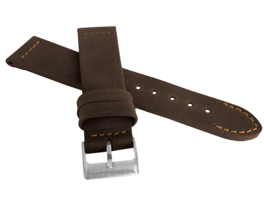 LAVVU Brązowy szyty pasek RETRO z luksusowej skóry Top Grain - 22