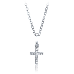 MINET Naszyjnik srebrny krzyżyk z cyrkoniami
