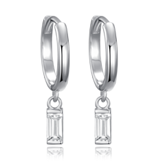 MINET Kolczyki srebrne pierścienie z wiszącymi białymi cyrkoniami