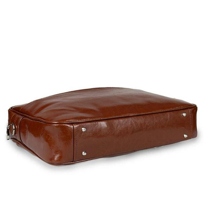 Skórzana torba męska na ramię laptopa 15,6" brązowa - Pavone Nero Siena 2362 BR