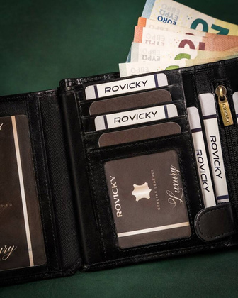 Skorzany duzy portfel meski z systemem RFID