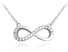MINET Naszyjnik srebrny NIESKOŃCZONOŚĆ z białymi cyrkoniami