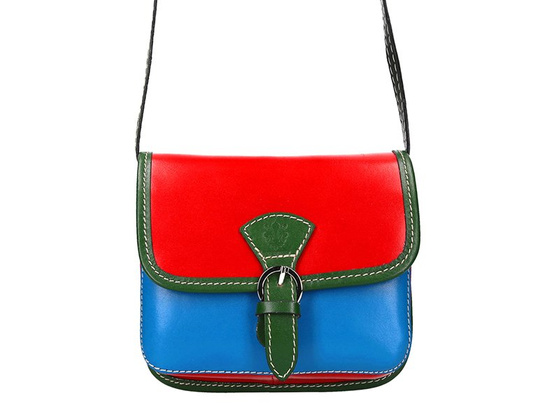 Torebka damska skórzana KEMER 112 pomarańczowy + granat